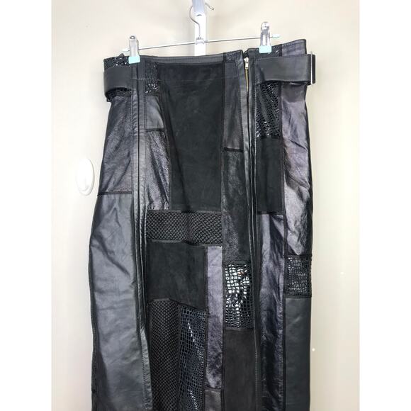 Patricia Barrera Artey design Y2K style patchwork faux leather maxi skirt - Picture 7 of 9